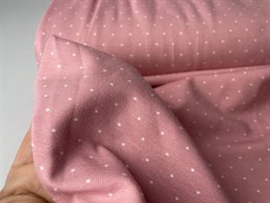 Bomuldsjersey - mini prikker og rosa bund